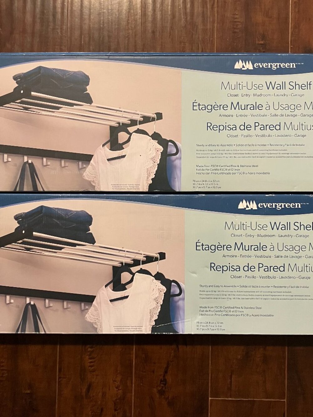 NIB 2 Evergreen 31" Multi-Use Wall Shelf